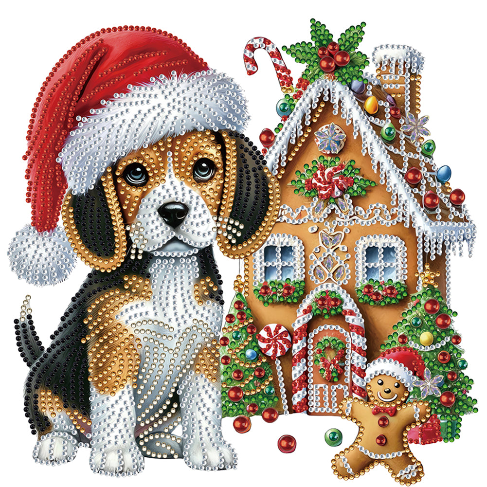 Christmas Dog 30*30CM (canvas) Partial Special-Shaped Drill Diamond Painting