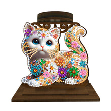 Load image into Gallery viewer, Animal Desktop 5D DIY Diamond Painting Art Candle Holder Home Decor (Kitten)
