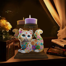 Load image into Gallery viewer, Animal Desktop 5D DIY Diamond Painting Art Candle Holder Home Decor (Kitten)
