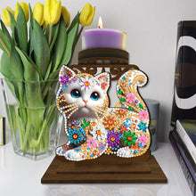 Load image into Gallery viewer, Animal Desktop 5D DIY Diamond Painting Art Candle Holder Home Decor (Kitten)
