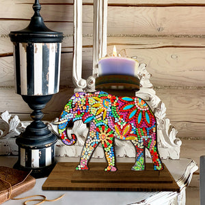 Animal Desktop 5D DIY Diamond Painting Art Candle Holder Home Decor (Elephant)