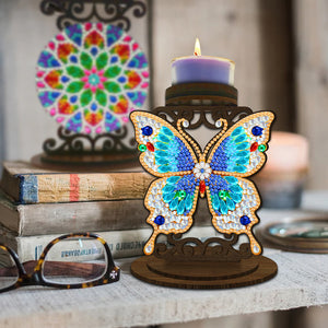 Animal Desktop 5D DIY Diamond Painting Art Candle Holder Home Decor (Butterfly)