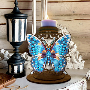 Animal Desktop 5D DIY Diamond Painting Art Candle Holder Home Decor (Butterfly)