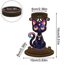 Load image into Gallery viewer, Animal Desktop 5D DIY Diamond Painting Art Candle Holder Home Decor (Black Cat)
