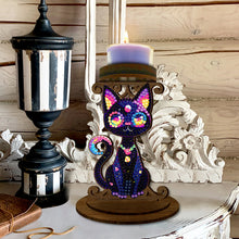 Load image into Gallery viewer, Animal Desktop 5D DIY Diamond Painting Art Candle Holder Home Decor (Black Cat)
