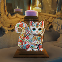 Load image into Gallery viewer, Animal Desktop 5D DIY Diamond Painting Art Candle Holder Home Decor (Kitten)
