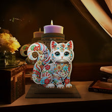 Load image into Gallery viewer, Animal Desktop 5D DIY Diamond Painting Art Candle Holder Home Decor (Kitten)
