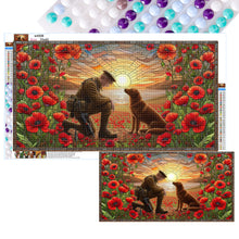 Load image into Gallery viewer, Glass Painting Of A Soldier And A War Dog, Golden Retriever 40*70CM (canvas) Full Round Drill Diamond Painting
