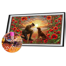 Load image into Gallery viewer, Glass Painting Of A Soldier And A War Dog, Golden Retriever 40*70CM (canvas) Full Round Drill Diamond Painting
