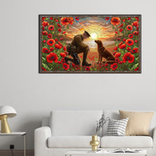 Load image into Gallery viewer, Glass Painting Of A Soldier And A War Dog, Golden Retriever 40*70CM (canvas) Full Round Drill Diamond Painting
