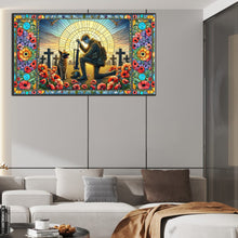 Load image into Gallery viewer, Glass Painting Of A Soldier And A War Dog Hound Cross 40*70CM (canvas) Full Round Drill Diamond Painting
