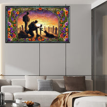 Load image into Gallery viewer, Glass Painting Dusk Warriors And War Dogs Hounds 40*70CM (canvas) Full Round Drill Diamond Painting
