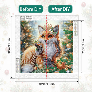 Christmas Fox 30*30CM (canvas) Partial Special-Shaped Drill Diamond Painting