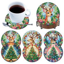 Load image into Gallery viewer, 6Pcs Wooden Christmas Tree And Elk DIY Diamond Painting Coaster for Dining Table
