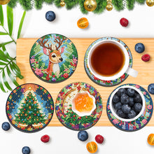 Load image into Gallery viewer, 6Pcs Wooden Christmas Tree And Elk DIY Diamond Painting Coaster for Dining Table
