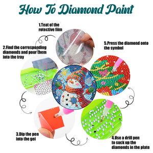 6Pcs Wooden Christmas DIY Diamond Painting Coaster Kit for Dining Table