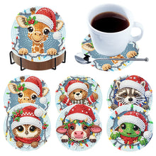 Load image into Gallery viewer, 6Pcs Wooden Christmas Animals DIY Diamond Painting Coaster for Dining Table
