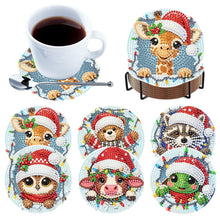 Load image into Gallery viewer, 6Pcs Wooden Christmas Animals DIY Diamond Painting Coaster for Dining Table
