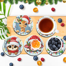 Load image into Gallery viewer, 6Pcs Wooden Christmas Animals DIY Diamond Painting Coaster for Dining Table
