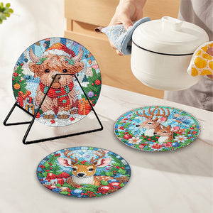 Acrylic Christmas Animals Diamond Painting Placemats DIY Diamond Dot Kits