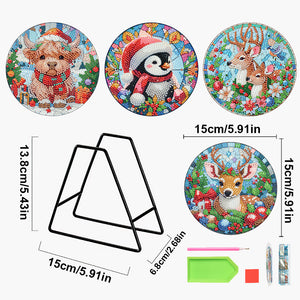 Acrylic Christmas Animals Diamond Painting Placemats DIY Diamond Dot Kits