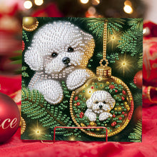 Load image into Gallery viewer, 6Pcs Christmas Dogs DIY Diamond Painting Greeting Card for Holiday Party Favors
