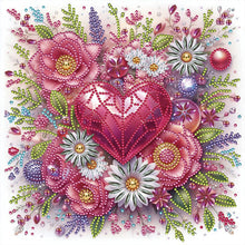 Load image into Gallery viewer, Flowers And Hearts 30*30CM (canvas) Partial Special-Shaped Drill Diamond Painting
