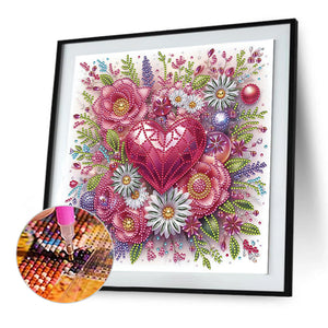 Flowers And Hearts 30*30CM (canvas) Partial Special-Shaped Drill Diamond Painting