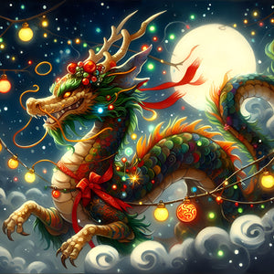 Dragon And Moon 40*40CM (canvas) Full Round Drill Diamond Painting