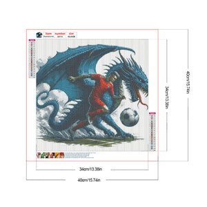 Dragon And Football 40*40CM (canvas) Full Round Drill Diamond Painting