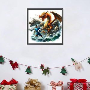 Dragon And Football 40*40CM (canvas) Full Round Drill Diamond Painting