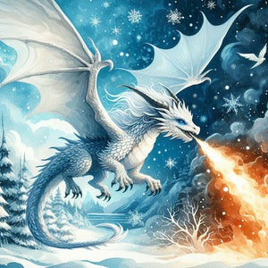 Dragon Breathing Fire 40*40CM (canvas) Full Round Drill Diamond Painting