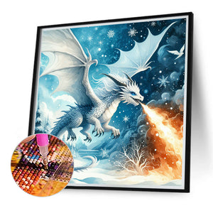 Dragon Breathing Fire 40*40CM (canvas) Full Round Drill Diamond Painting