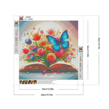 Load image into Gallery viewer, Flowers And Butterflies On The Book 40*40CM (canvas) Full Round Drill Diamond Painting
