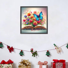 Load image into Gallery viewer, Flowers And Butterflies On The Book 40*40CM (canvas) Full Round Drill Diamond Painting
