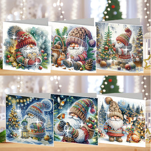 6Pcs Christmas Goblin Handmade Diamond Painting Greeting Card for Adults