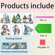 Load image into Gallery viewer, 6Pcs Christmas Snowman Handmade Diamond Painting Greeting Card for Adults
