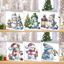 Load image into Gallery viewer, 6Pcs Christmas Snowman Handmade Diamond Painting Greeting Card for Adults
