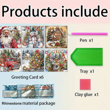 Load image into Gallery viewer, 6Pcs Christmas Handmade Diamond Painting Greeting Card for Adults Beginners
