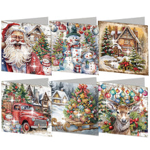 Load image into Gallery viewer, 6Pcs Christmas Handmade Diamond Painting Greeting Card for Adults Beginners
