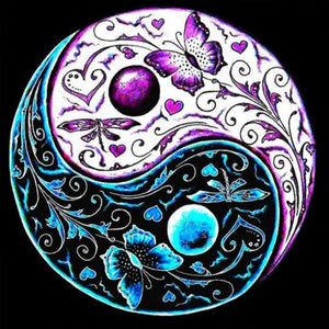 Tai Chi Yin Yang Butterfly 30*30CM (canvas) Full AB Round Drill Diamond Painting