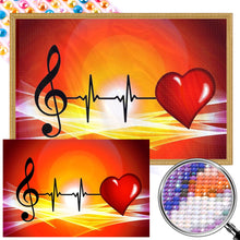 Load image into Gallery viewer, Musical Notes Heart 45*30CM (canvas) Full AB Round Drill Diamond Painting
