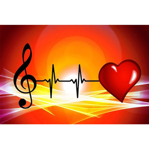 Musical Notes Heart 45*30CM (canvas) Full AB Round Drill Diamond Painting