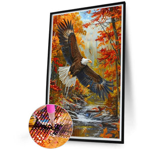 Bald Eagle In Autumn Forest 40*60CM (canvas) Full AB Round Drill Diamond Painting