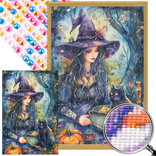 Load image into Gallery viewer, Witch And Black Cat 40*60CM (canvas) Full AB Round Drill Diamond Painting
