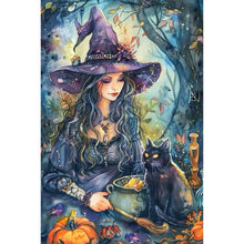 Load image into Gallery viewer, Witch And Black Cat 40*60CM (canvas) Full AB Round Drill Diamond Painting
