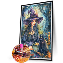 Load image into Gallery viewer, Witch And Black Cat 40*60CM (canvas) Full AB Round Drill Diamond Painting
