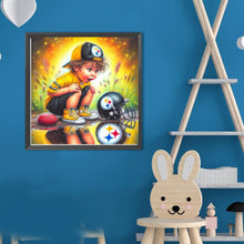 Load image into Gallery viewer, Boy With Pittsburgh Steelers Helmet 40*40CM (canvas) Full Round Drill Diamond Painting
