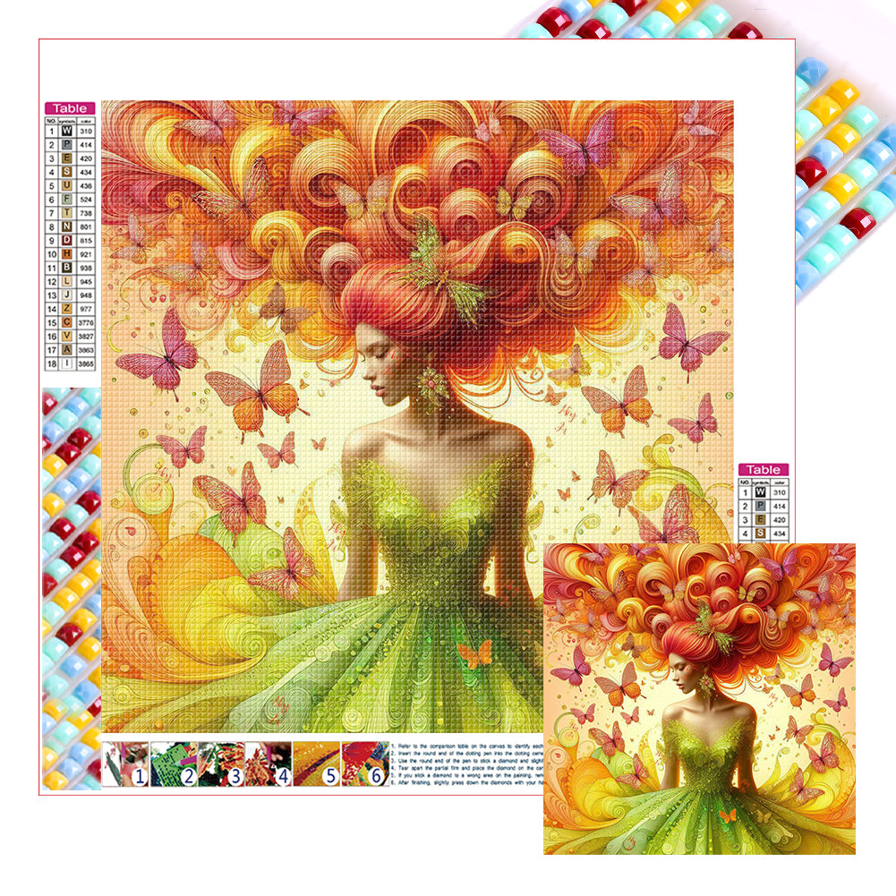 Butterfly Girl 30*30CM (canvas) Full Square Drill Diamond Painting