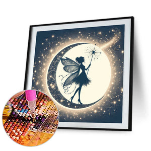 Silhouette Of Elves Under The Moon 30*30CM (canvas) Full Square Drill Diamond Painting